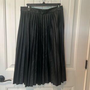 LOFT A-Line Pleated Faux Leather Skirt
